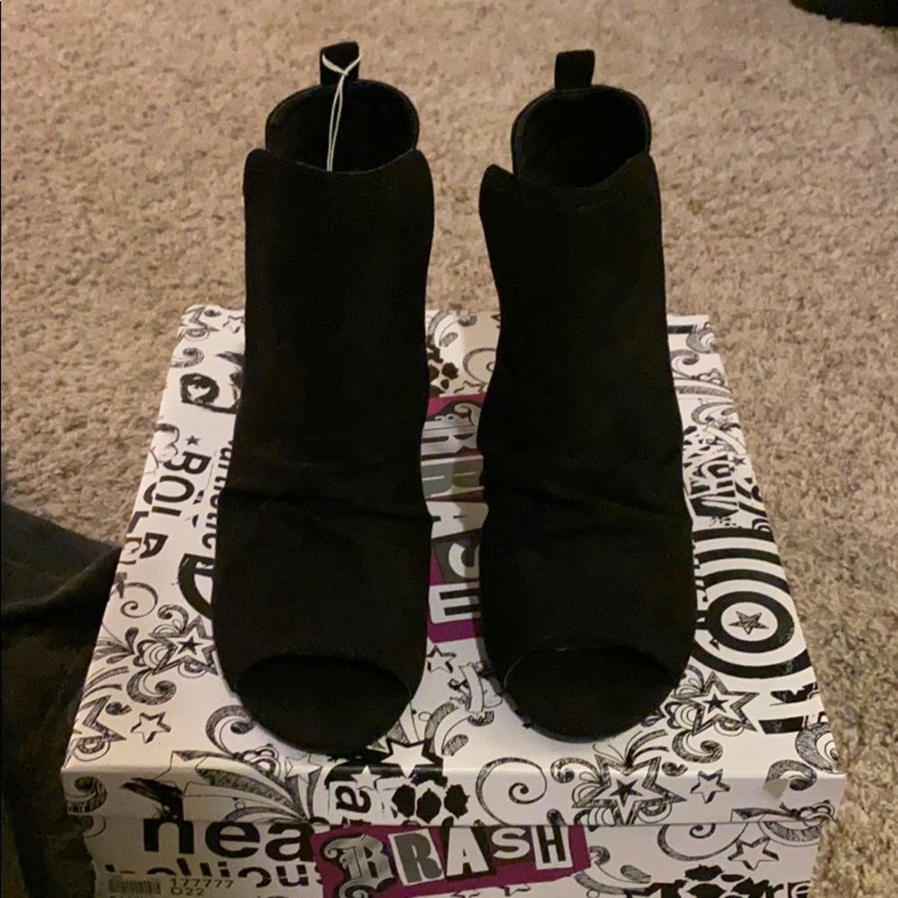 Black open toe booties